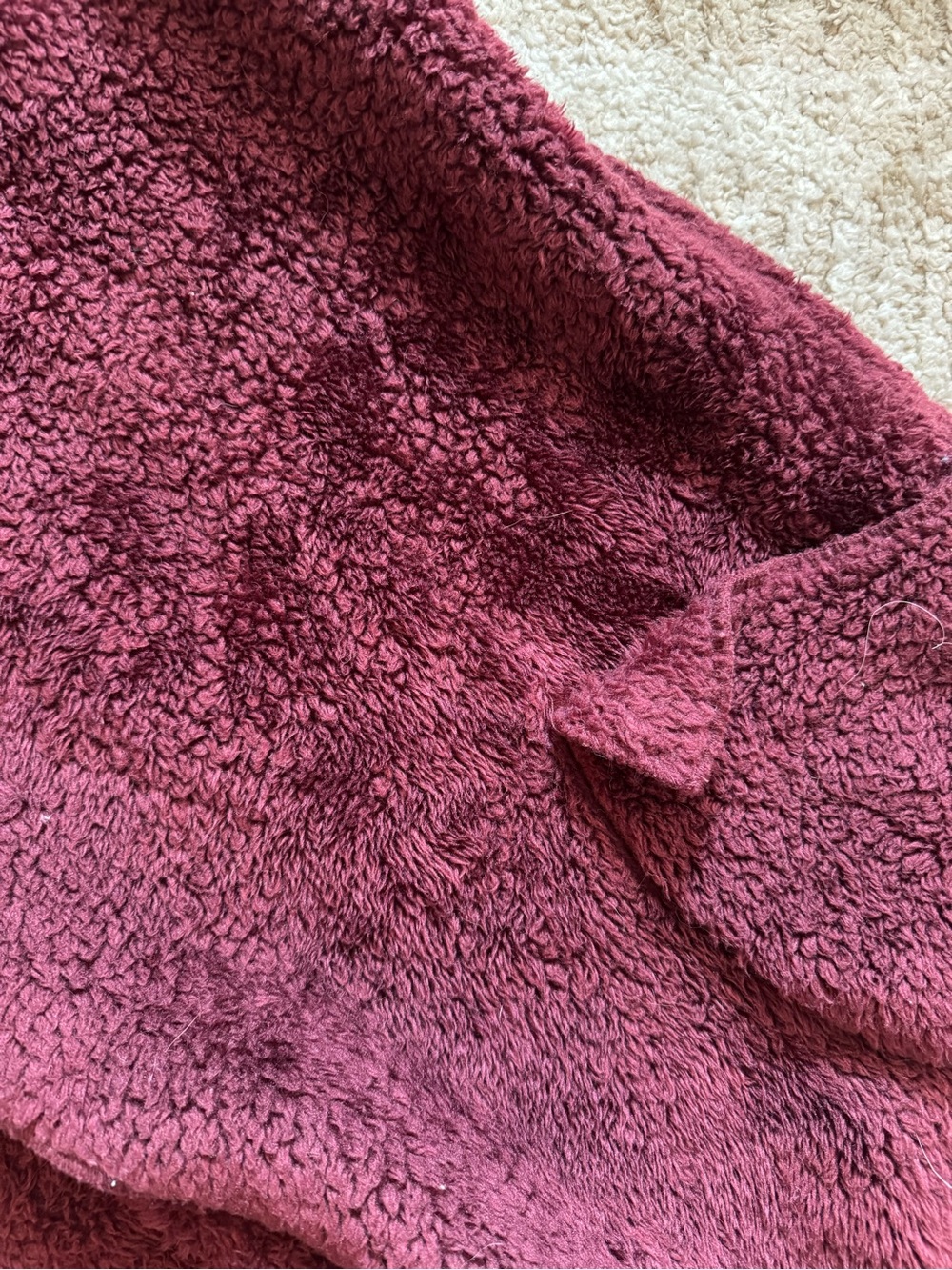 Zenana Outfitters fuzzy burgundy vest Cardigan hooded cozy wrap - size L - Picture 5 of 5